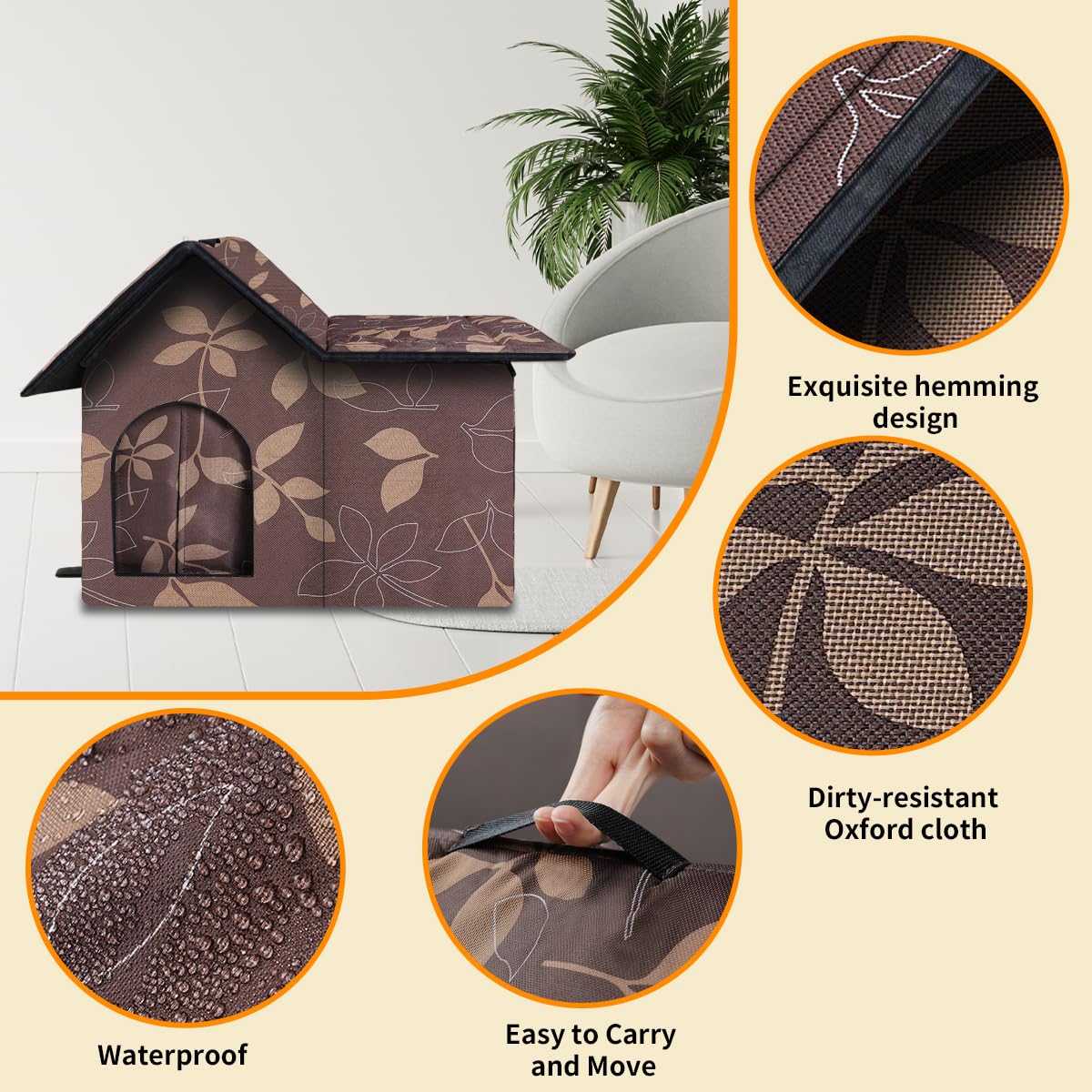 Large Outdoor Cat House Weatherproof, Houses For Outdoor Cats Feral, Collapsible Outside Cat House With Windproof Door, Diy Card
